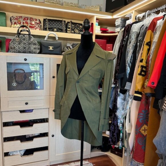YOHJI YAMAMOTO REGULATION ARMY GREEN WOVEN COTTON TAILCOAT JACKET SIZE 1 - Picture 1 of 12